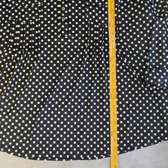 Cocomo Polka Dot Blouse Roll Tab Sleeve Pleated Relaxed Fit Black White Size 3X - Picture 9 of 11